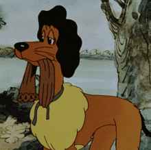 a cartoon dog is wearing a scarf around his neck