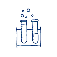 a drawing of two test tubes with liquid coming out of them .