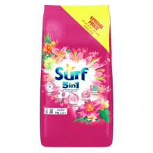a bag of surf 5in1 laundry detergent with flowers on it