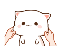 a cartoon of a cat being touched by a person 's hands