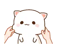 a cartoon of a cat being touched by a person 's hands