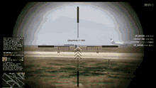 a screen shot of a video game shows a sniper scope with the numbers 10 and 10 visible on it