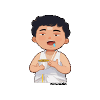 a cartoon of a man holding a bowl of food with the name miradoodles written below him