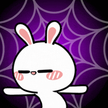 a cartoon of a bunny with a spider web behind it
