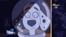a dalmatian in a bubble with a disney logo on the bottom left