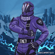 a drawing of a futuristic police officer by decimalted