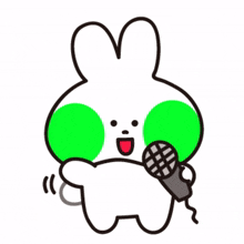 fluorescent white rabbit singing mic