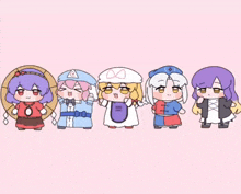a group of anime characters standing next to each other