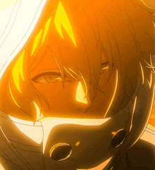 a close up of a cartoon character 's face with a yellow background