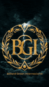 a logo for billiard green international with a lion and lightning