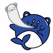 cat whale cute blue exhausted