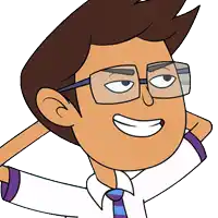 a cartoon of a man wearing glasses and a white shirt