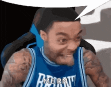 a man in a basketball jersey with the word mern on it