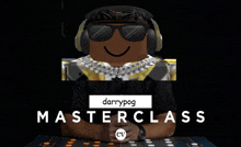 a poster for darrypog masterclass shows a man wearing headphones