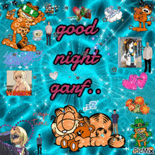 a picture of garfield with the words good night garf on it