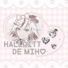 a picture of a girl with the name hallritt de miho written on it