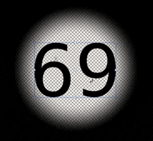the number 69 is shown on a transparent background