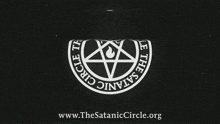 a black background with the satanic circle logo on it