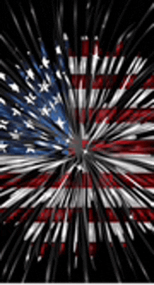a fireworks display with the american flag in the middle