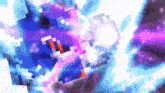 a pixelated image of a person flying through the air .