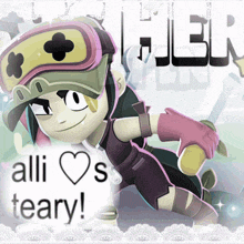 a picture of a cartoon character with the words " ali s teary " on the bottom