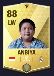 a soccer card for anbiya with 88 lw on it