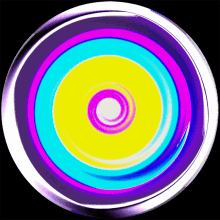 a purple yellow and blue circle with a white circle in the middle