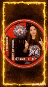 a woman giving a thumbs up in a circle that says " founder "