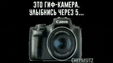 a canon camera is displayed in a black background