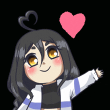 a cartoon girl with a heart in her hair