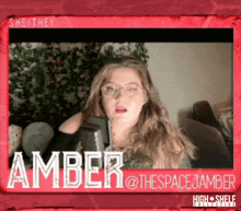 a picture of a woman with the name amber at the top