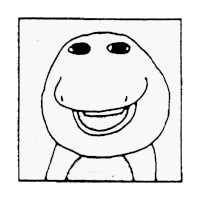 a black and white drawing of a smiling frog