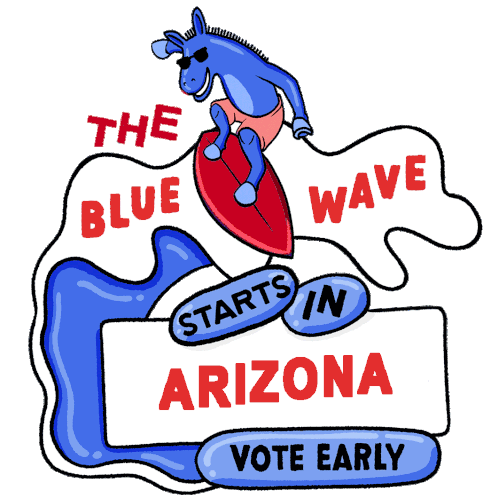 The Blue Wave Starts Vote Blue Sticker - The Blue Wave Starts Blue Wave Vote Blue Stickers