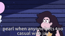 a cartoon of pearl talking to steven universe