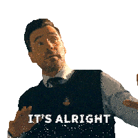 a man in a vest says it 's alright with his hand