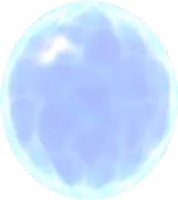 it looks like a blue sphere with a white border .