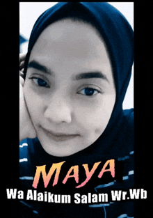 a picture of a woman wearing a hijab with the name maya on it