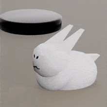 a 3d model of a white rabbit with a smiley face