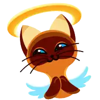 a cartoon cat with wings and a halo around its head