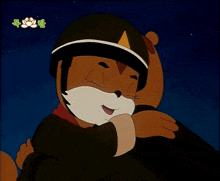 a cartoon of a squirrel hugging another squirrel