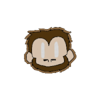 a cartoon drawing of a monkey with a beard and white eyes