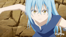 a gif of a girl with blue hair is being displayed