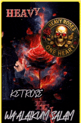 a poster for heavy roses with a skull and red roses