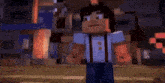 a man in a blue shirt is standing next to another man in a video game .
