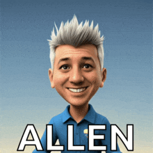 a cartoon drawing of a man with the name allen