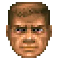 a pixel art of a man 's face with an angry expression
