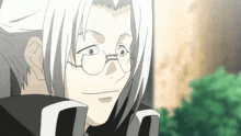 a cartoon character with glasses and white hair