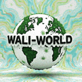 a globe with marijuana leaves on it and the words wali-world above it