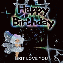 a happy birthday card with a fairy on it