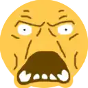 a cartoon smiley face with a big mouth and teeth